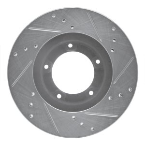 Toyota Tacoma Brake Rotor (1) - Front Left - R1 Concepts - Drilled & Slotted - Silver - `95-`04